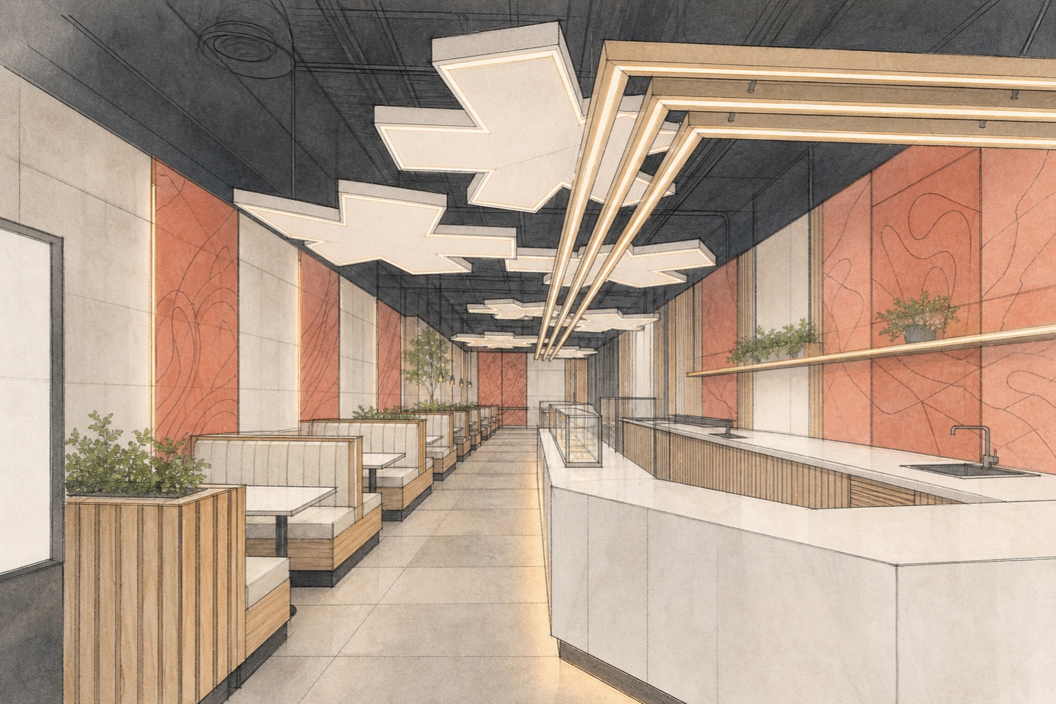 Chopstix restaurant portfolio - original MEPX architectural illustration