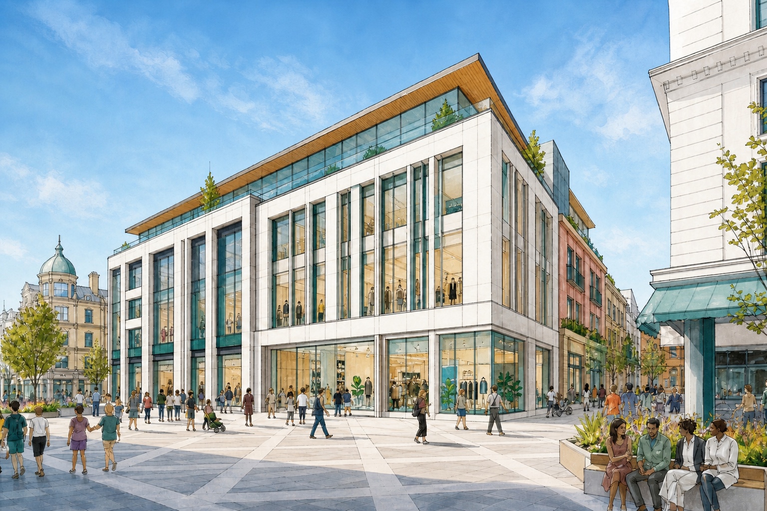 Monument Mall - original MEPX architectural illustration